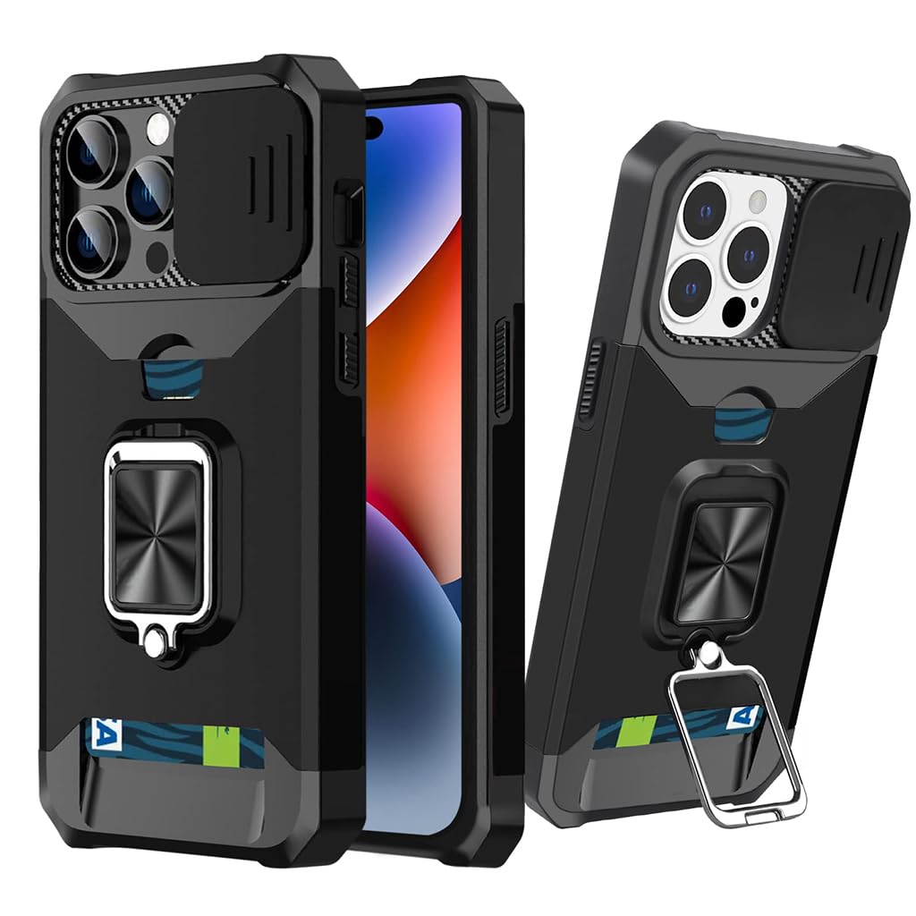 ZORBES Phone Case for iPhone 14 Pro Max 6.7 Inch Functional Phone Case with Folding Phone Ring Grip, Sliding Camera Cover, Card Storage Slot, TPU Anti-Scratch Phone Cover for iPhone 14 Pro Max ZORBES Phone Case for iPhone 14 Pro Max 6.7 Inch Functional Phone Case with Folding Phone Ring Grip, Sliding Camera Cover, Card Storage Slot, TPU Anti-Scratch Phone Cover for iPhone 14 Pro Max